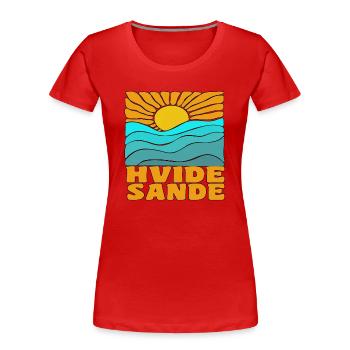 Hvide Sande, Danemark - T-shirt bio Premium Femme - rouge - Devant - Mia (176cm)