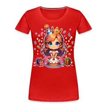Confettis d’anniversaire de princesse - T-shirt bio Premium Femme - rouge - Devant - Mia (176cm)