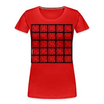 Quadratisches Dekor - Frauen Premium Bio T-Shirt - Rot - Vorne - Mia (176cm)