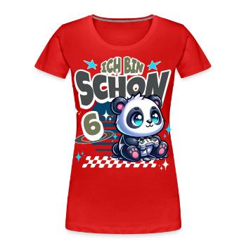 6. Geburtstag Kindergeburtstag Gaming Panda - Frauen Premium Bio T-Shirt - Rot - Vorne - Mia (176cm)