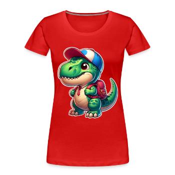 Dinosaur School School School Enrollment School Child - Women's Premium Organic T-Shirt - red - Front - Mia (176cm)
