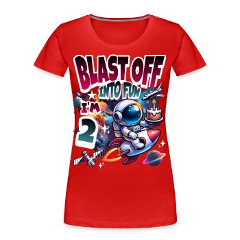 Astronaute 2e anniversaire Espace - T-shirt bio Premium Femme - rouge - Devant - Mia (176cm)