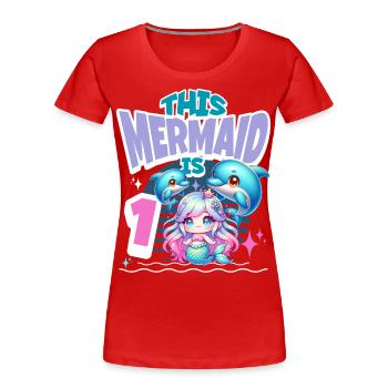 Meerjungfrau 1. Geburtstag Mädchen Kinder - Frauen Premium Bio T-Shirt - Rot - Vorne - Mia (176cm)