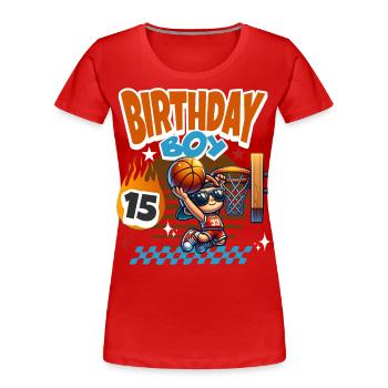 15e anniversaire de basket-ball - T-shirt bio Premium Femme - rouge - Devant - Mia (176cm)