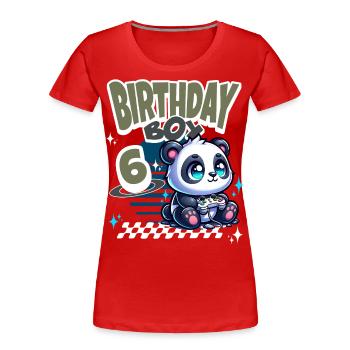6th Birthday Children's Birthday Gaming Panda - Women's Premium Organic T-Shirt - red - Front - Mia (176cm)