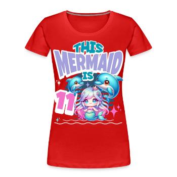 Meerjungfrau 11. Geburtstag Mädchen Kinder - Frauen Premium Bio T-Shirt - Rot - Vorne - Mia (176cm)