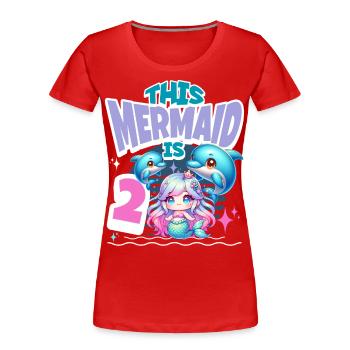 Meerjungfrau 2. Geburtstag Mädchen Kinder - Frauen Premium Bio T-Shirt - Rot - Vorne - Mia (176cm)