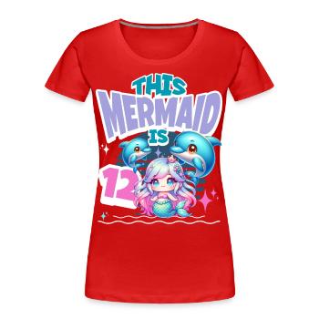 Meerjungfrau 12. Geburtstag Mädchen Kinder - Frauen Premium Bio T-Shirt - Rot - Vorne - Mia (176cm)