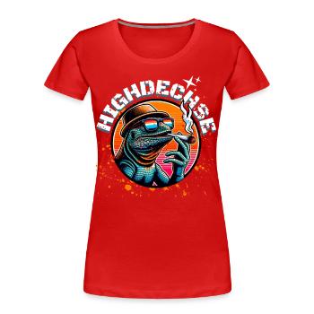 Kiffer Marihuanna Weed Highdechse Eidechse Kiffen - Frauen Premium Bio T-Shirt - Rot - Vorne - Mia (176cm)