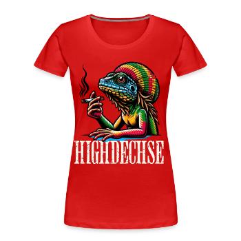 Weed Kiffen Highdechse - Frauen Premium Bio T-Shirt - Rot - Vorne - Mia (176cm)