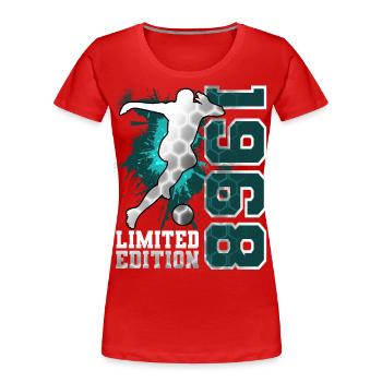 1968 Geburtsjahr Geburtstag Fußball - Frauen Premium Bio T-Shirt - Rot - Vorne - Mia (176cm)