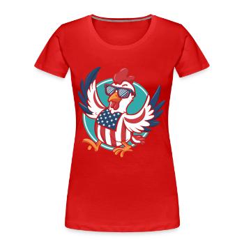 Patriotisches USA Huhn - Frauen Premium Bio T-Shirt - Rot - Vorne - Mia (176cm)