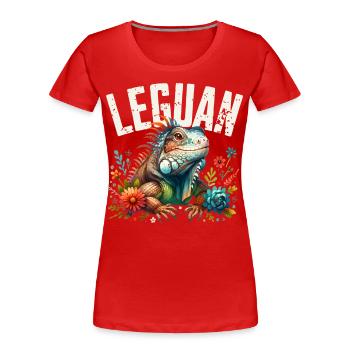 Leguan - Frauen Premium Bio T-Shirt - Rot - Vorne - Mia (176cm)