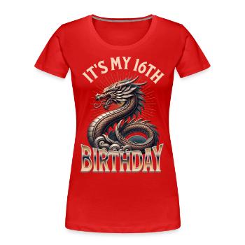 Dragon 16e anniversaire Dragon - T-shirt bio Premium Femme - rouge - Devant - Mia (176cm)