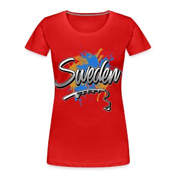 Schweden Angeln Angler Fischen - Frauen Premium Bio T-Shirt - Rot - Vorne - Mia (176cm)