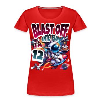 Espace du 12e anniversaire de l'astronaute - T-shirt bio Premium Femme - rouge - Devant - Mia (176cm)