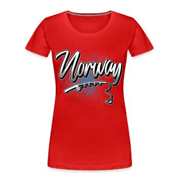 Norwegen Angeln Angler Fischen - Frauen Premium Bio T-Shirt - Rot - Vorne - Mia (176cm)