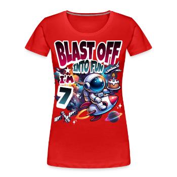 Espace du 7e anniversaire de l'astronaute - T-shirt bio Premium Femme - rouge - Devant - Mia (176cm)