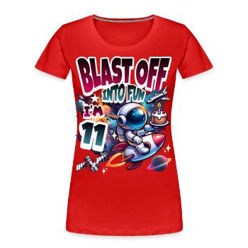 Espace du 11e anniversaire de l'astronaute - T-shirt bio Premium Femme - rouge - Devant - Mia (176cm)