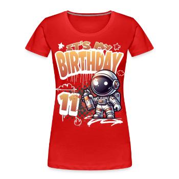 Graffiti astronaute 11e anniversaire - T-shirt bio Premium Femme - rouge - Devant - Mia (176cm)
