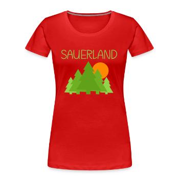 Sauerland - Frauen Premium Bio T-Shirt - Rot - Vorne - Mia (176cm)