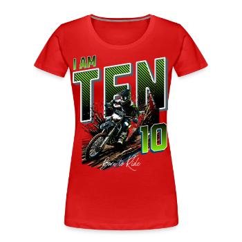 10e anniversaire de motocross - T-shirt bio Premium Femme - rouge - Devant - Mia (176cm)