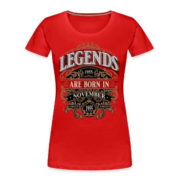 1955 November Geboren Geburtstag Geburtsjahr - Frauen Premium Bio T-Shirt - Rot - Vorne - Mia (176cm)