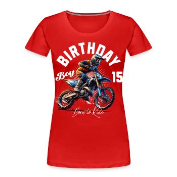 15e anniversaire de motocross - T-shirt bio Premium Femme - rouge - Devant - Mia (176cm)