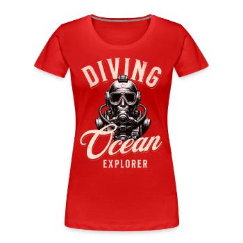 Taucher Ocean Explorer - Frauen Premium Bio T-Shirt - Rot - Vorne - Mia (176cm)