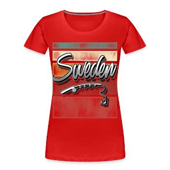 Schweden Angeln Fischen - Frauen Premium Bio T-Shirt - Rot - Vorne - Mia (176cm)
