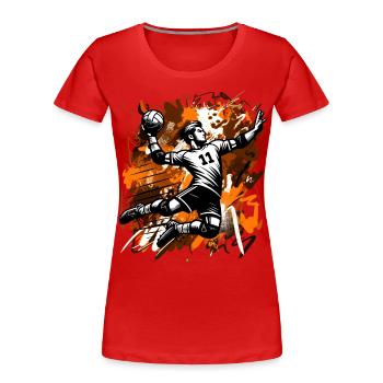 Handball - T-shirt bio Premium Femme - rouge - Devant - Mia (176cm)