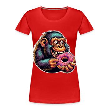 Neandertaler Donut - Frauen Premium Bio T-Shirt - Rot - Vorne - Mia (176cm)