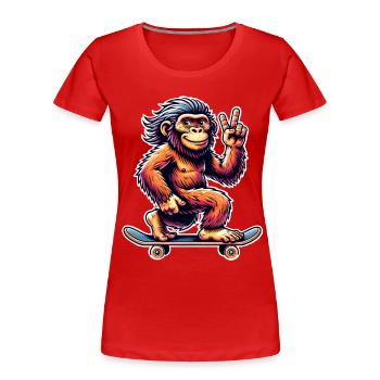 Neandertaler Skateboard Skater - Frauen Premium Bio T-Shirt - Rot - Vorne - Mia (176cm)