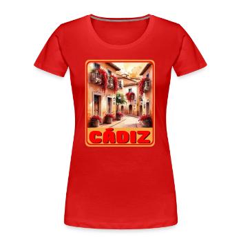 Cadix, Andalousie - T-shirt bio Premium Femme - rouge - Devant - Mia (176cm)