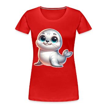 Robbe Seehund - Frauen Premium Bio T-Shirt - Rot - Vorne - Mia (176cm)