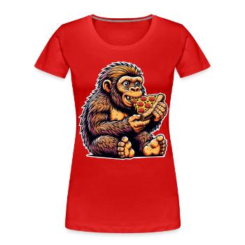 Neandertaler Pizza - Frauen Premium Bio T-Shirt - Rot - Vorne - Mia (176cm)