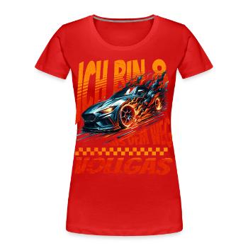 Ich Bin 8 Aus Dem Weg. Kindergeburtstag Rennwagen - Frauen Premium Bio T-Shirt - Rot - Vorne - Mia (176cm)