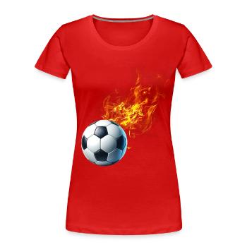 Fußball Feuer - Frauen Premium Bio T-Shirt - Rot - Vorne - Mia (176cm)