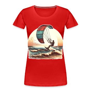 Kitesurf Kitesurfer Kiteboard - Frauen Premium Bio T-Shirt - Rot - Vorne - Mia (176cm)