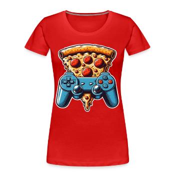 Pizza Gaming Gamer - T-shirt bio Premium Femme - rouge - Devant - Mia (176cm)