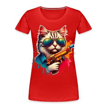 Pistolet à eau Cat - T-shirt bio Premium Femme - rouge - Devant - Mia (176cm)