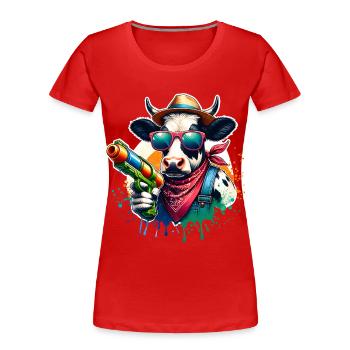 Pistolet à eau vache - T-shirt bio Premium Femme - rouge - Devant - Mia (176cm)