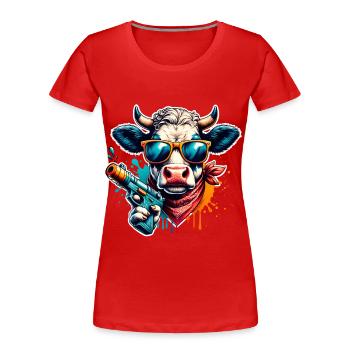 Pistolet à eau vache - T-shirt bio Premium Femme - rouge - Devant - Mia (176cm)