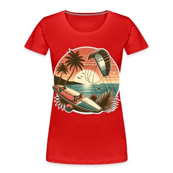 Kitesurfen Kitesurfer Kiteboard - Frauen Premium Bio T-Shirt - Rot - Vorne - Mia (176cm)