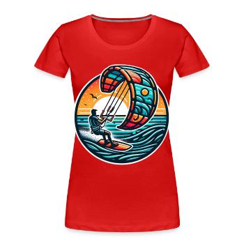 Kitesurfen Kitesurfer Kiteboard - Frauen Premium Bio T-Shirt - Rot - Vorne - Mia (176cm)