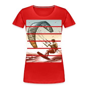 Kitesurfen Kitesurfer Kiteboard - Frauen Premium Bio T-Shirt - Rot - Vorne - Mia (176cm)