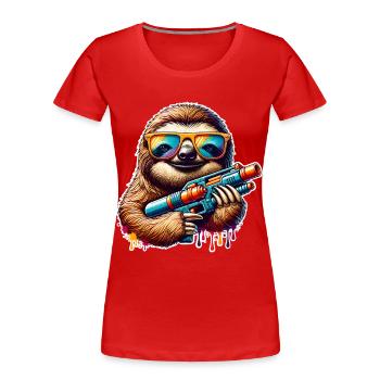 Pistolet à eau paresseux - T-shirt bio Premium Femme - rouge - Devant - Mia (176cm)
