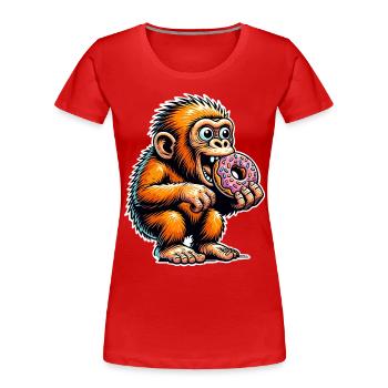 Donut de Néandertal - T-shirt bio Premium Femme - rouge - Devant - Mia (176cm)