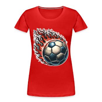 Ballon de flammes de soccer - T-shirt bio Premium Femme - rouge - Devant - Mia (176cm)