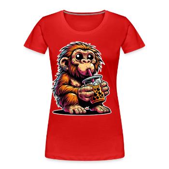 Thé à bulles de Néandertal - T-shirt bio Premium Femme - rouge - Devant - Mia (176cm)